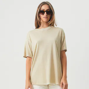 Photo of Afends Womens Slay - THC Essentials - Hemp Oversized T-Shirt - Cement