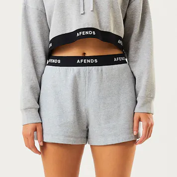 Photo of Afends Womens Homebase - THC Essentials - Hemp Sweat Shorts - Shadow Grey Marle