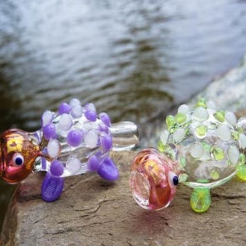 Photo of "Turtle Themed Glass" Chillum with Colored Marbles