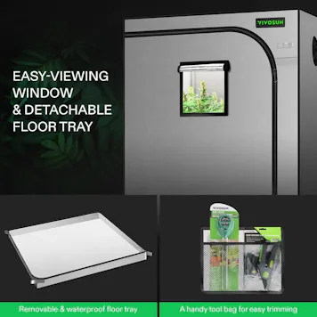 Photo of VIVOSUN G558 Upgraded 5x5 Mylar Grow Tent with 22mm Poles, 60″ x 60″ x 80″