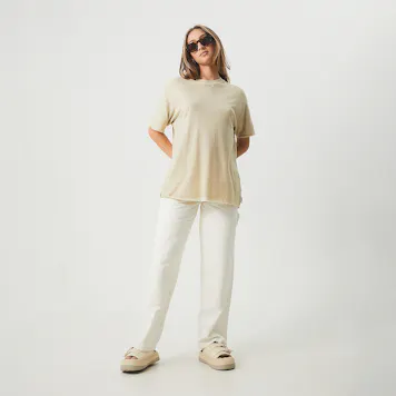 Photo of Afends Womens Slay - THC Essentials - Hemp Oversized T-Shirt - Cement