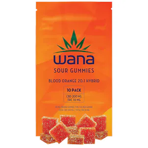 Photo of Wana Sour Gummies Blood Orange 20:1 Hybrid (10-pk)