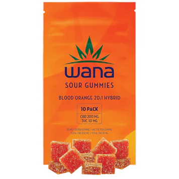 Photo of Wana Sour Gummies Blood Orange 20:1 Hybrid (10-pk)