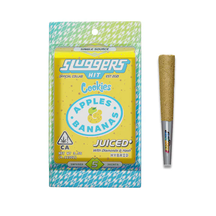 Sluggers Official Retail: Sluggers Hit X Cookies - Juiced 5pk - Apples and  Bananas | Leafly
