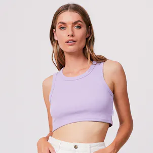 Photo of Afends Womens Chloe - THC Essentials - Hemp Ribbed Crop Tank - Orchid