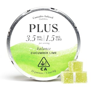 Photo of PLUS Balance Cucumber Lime Gummies 100mg 20-Pack