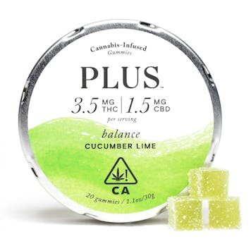 Photo of PLUS Balance Cucumber Lime Gummies 100mg 20-Pack