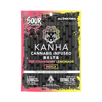 Photo of KANHA | Sour Belts | Sour Strawberry Lemonade | Indica | 100mg THC | 2-pack