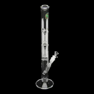Photo of 16'' Double Showerhead Perc Straight Tube Water Pipe - Made in California