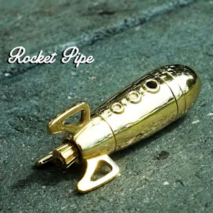 Photo of "Rocket" Pipe - Unique all brass chillum smoking pipe, built-in poker, cleanable and screenless