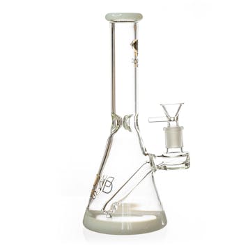 Photo of 10" Beaker Bong w/ colored lip and base + built-in stem, by Diamond Glass