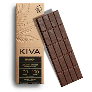 Photo of 5mg : 5mg CBD Kiva 'Espresso CBD' Dark Chocolate Bar 100mg THC : 100mg CBD total