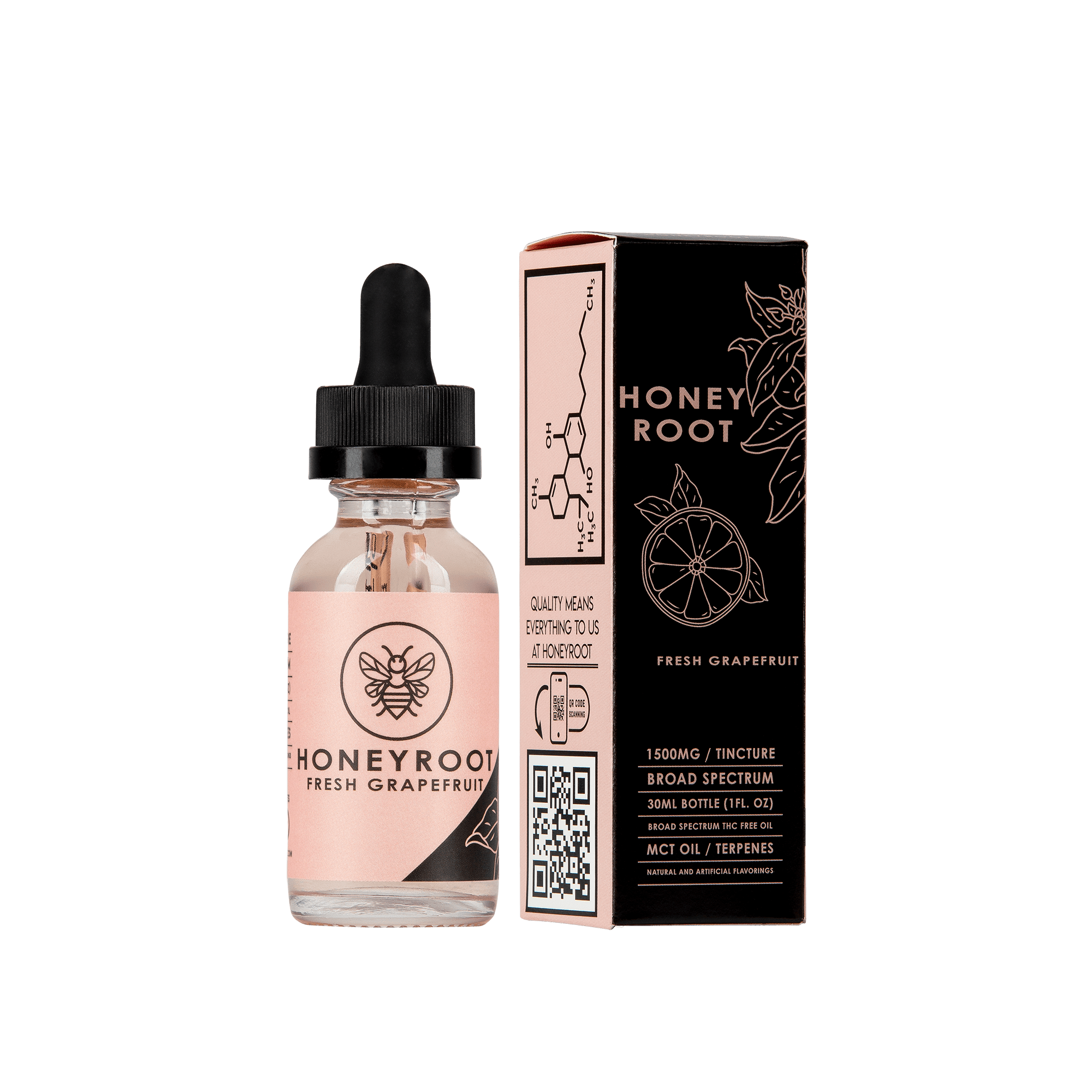 HoneyRoot Wellness Fresh Grapefruit Broad Spectrum CBD Tincture Leafly