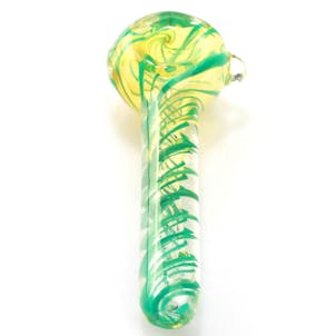 Photo of 4.3"Turquoise Spiral Inside Out Glass Pipe w/ Clear Marble