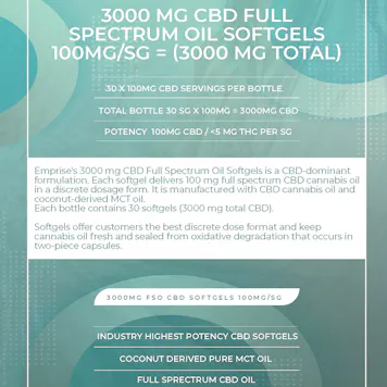 Photo of 3000 mg CBD Full Spectrum Oil Softgels (30sg = 3000mg CBD)