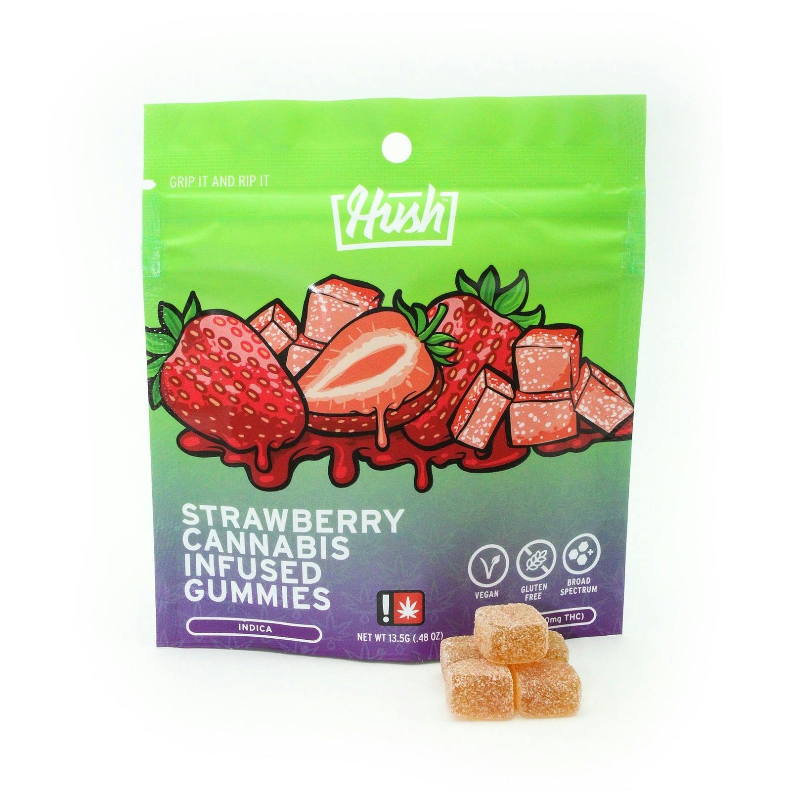 HUSH Strawberry Cannabis Infused Gummies 50mg Leafly