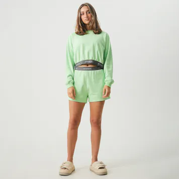 Photo of Afends Womens Homebase - THC Essentials - Hemp Crew Neck Jumper - Lime Green