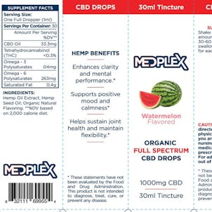 Photo of $25 Medplex Watermelon Full Spectrum Organic CBD Oil Tincture Drops 1000mg