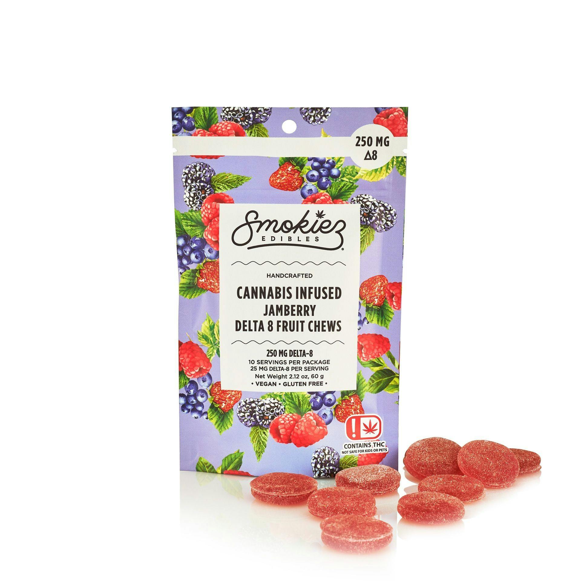 Smokiez Edibles Jamberry Fruit Chews, 250mg Delta8 THC OK Leafly