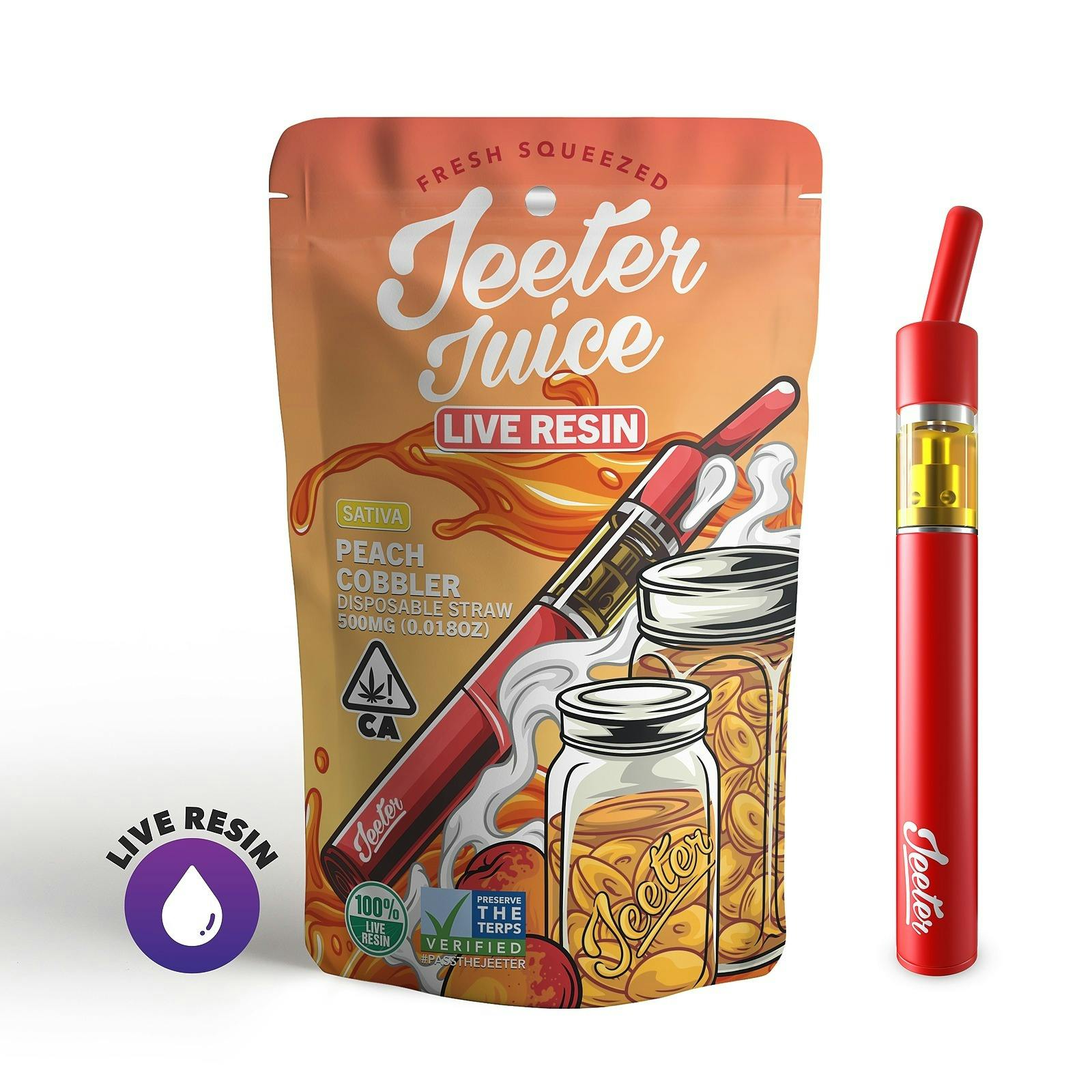 Jeeter Peach Cobbler Jeeter Juice Live Resin Disposable Straw Leafly
