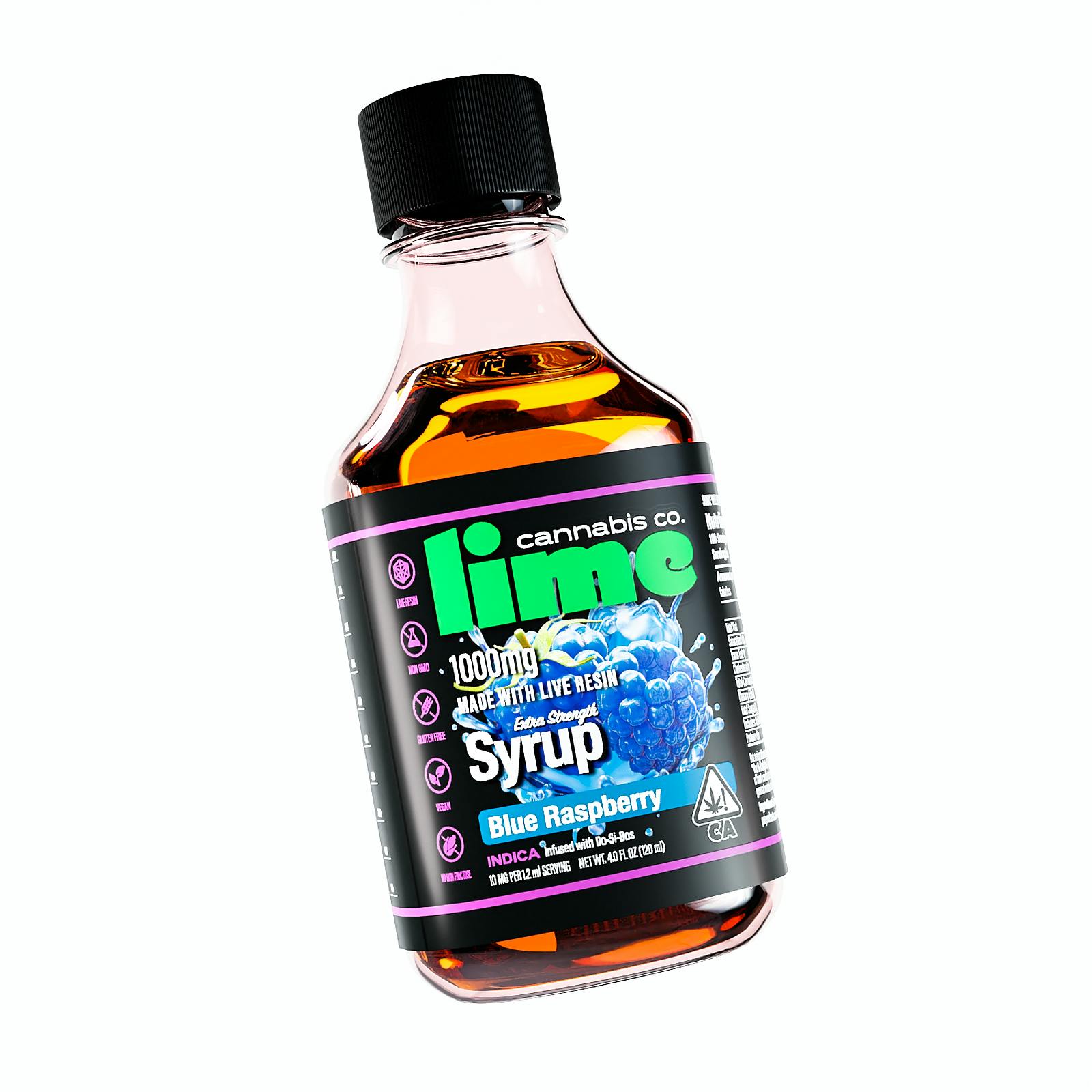 Lime 1000mg Live Resin THC Syrup Tincture Blue Raspberry Leafly