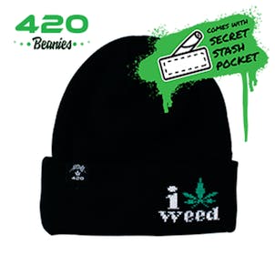 Photo of Black I Weed Weed Beanie With Secret Stash Pocket