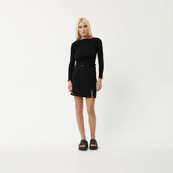 Photo of Afends Womens Peony - THC Essentials - Hemp Ribbed Long Sleeve Top - Black