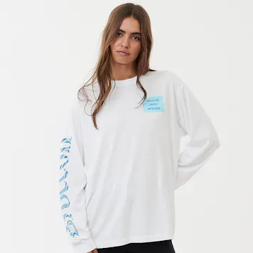 Photo of Afends Unisex Broccoli - Unisex Hemp Long Sleeve T-Shirt - White