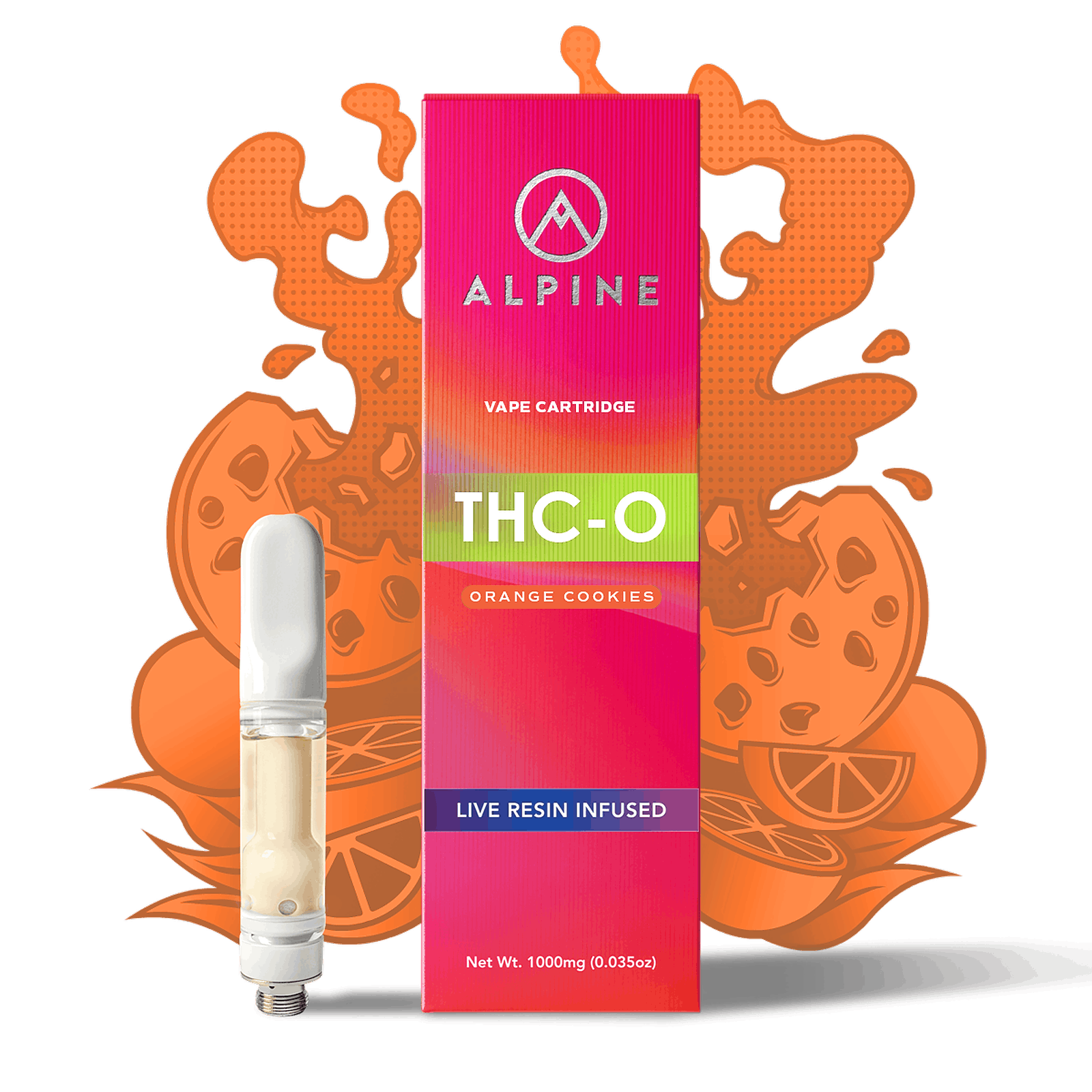 Alpine Vapor Hemp Alpine Live Resin Infused THCO Cartridge Orange