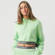 Product image for Afends Womens Homebase - THC Essentials - Hemp Cropped Hoodie - Lime Green