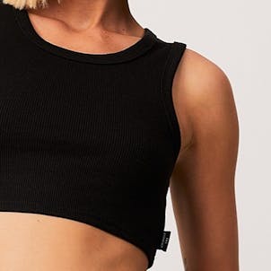 Photo of Afends Womens Chloe - THC Essentials - Hemp Ribbed Crop Tank - Black