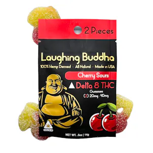 Photo of Laughing Buddha Delta 8 THC Cherry Sours Gummies (2ct bag)