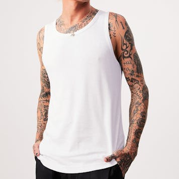Photo of Afends Mens Base - THC Essential - Hemp Singlet - White
