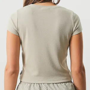 Photo of Afends Womens Faith - THC Essentials - Hemp Ribbed T-Shirt - Cement