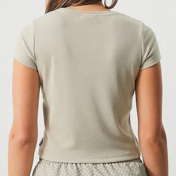 Photo of Afends Womens Faith - THC Essentials - Hemp Ribbed T-Shirt - Cement