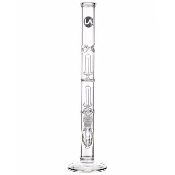 Photo of LA Pipes 14” Double Showerhead Perc Straight Tube Bong