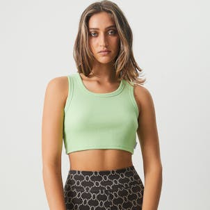 Photo of Afends Womens Chloe - THC Essentials - Hemp Ribbed Crop Tank - Lime Green