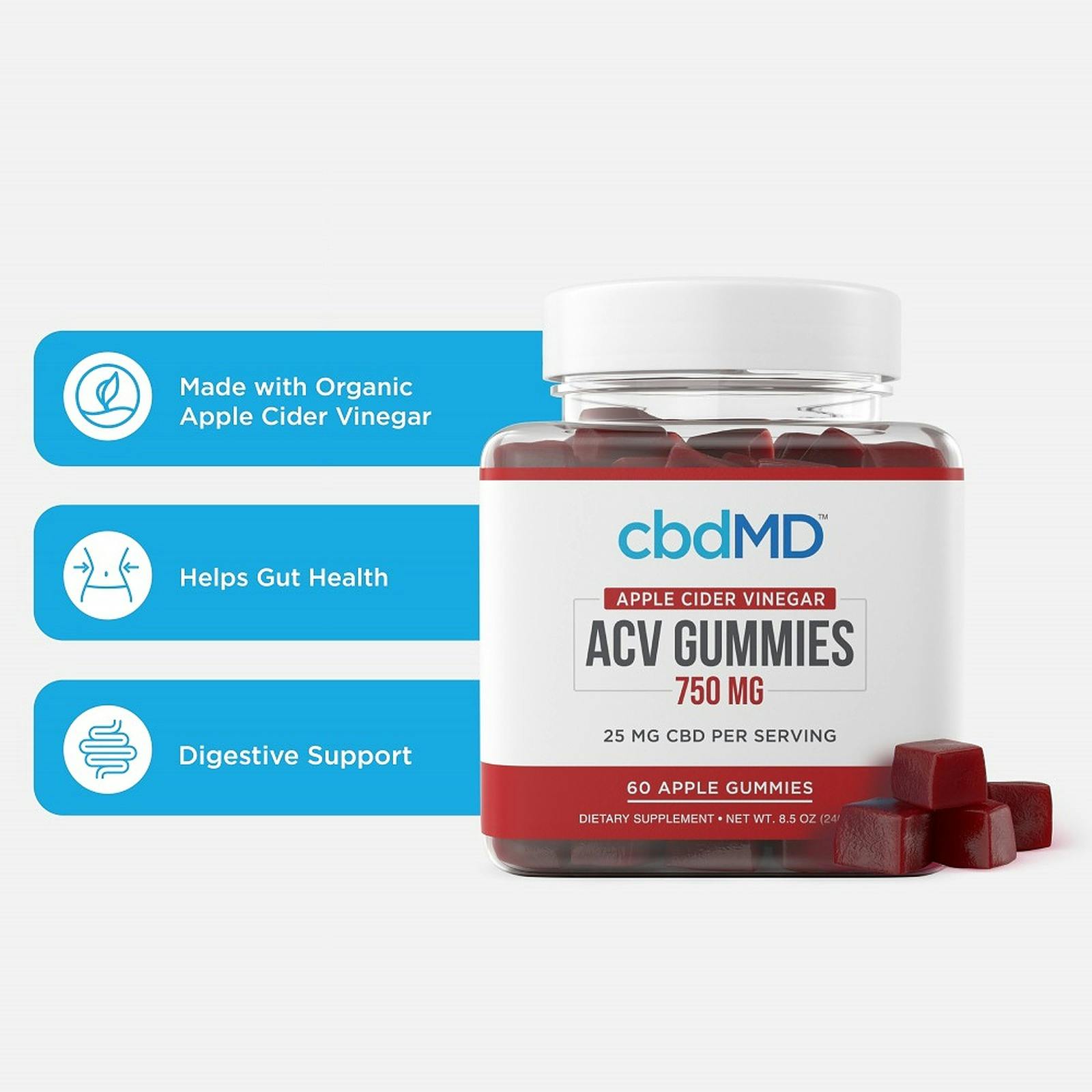 cbdMD Apple Cider Vinegar CBD Gummies 750mg Leafly