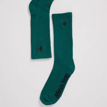 Photo of Afends Unisex Happy Hemp - THC Essentials - Crew Socks - Emerald