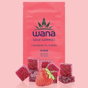 Photo of Wana Sour Gummies Strawberry 10:1 Hybrid (10pk)