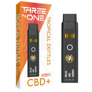 Photo of CBD+ THREE-IN-ONE DISPOSABLE VAPE: TROPICAL ZKITTLES (2500 MG)