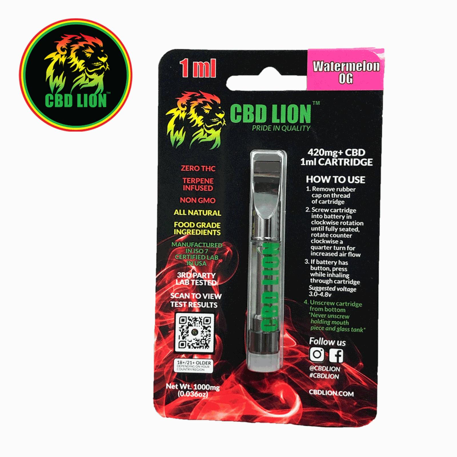 CBD LION 420mg Watermelon OG CBD Disposable Cartridge Leafly