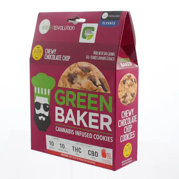 Photo of 1:1 Chewy Chocolate Chip - Green Baker Cookies 200mg 10-pack