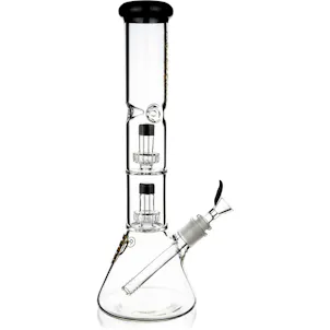 Photo of 14" Beaker Bong w/ Double Showerhead Percolator, by Crystal Glass