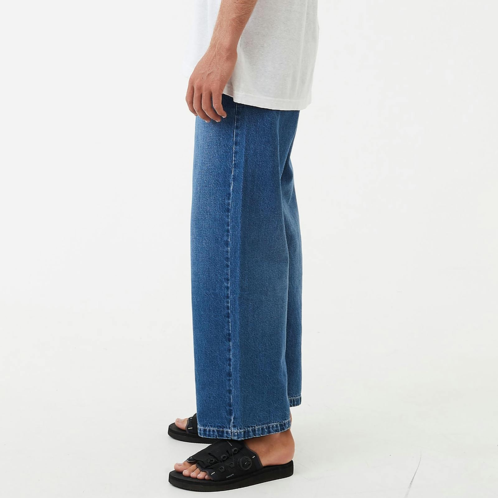 AFENDS Afends Mens Pablo THC Essentials Hemp Denim Baggy Jeans Authentic Blue Leafly