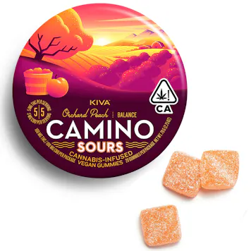 Photo of 5mg : 5mg CBD Camino Sours 'Balance' Orchard Peach Gummies 100mg THC | 100mg CBD total