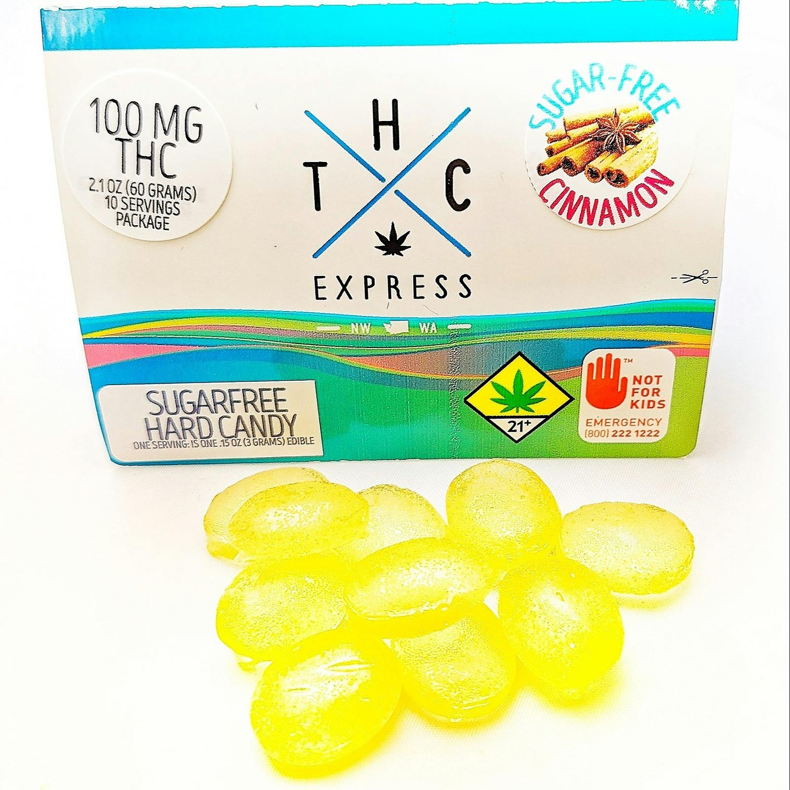 THC Express Cinnamon SugarFree Hard Candies 100mg 10pack Leafly