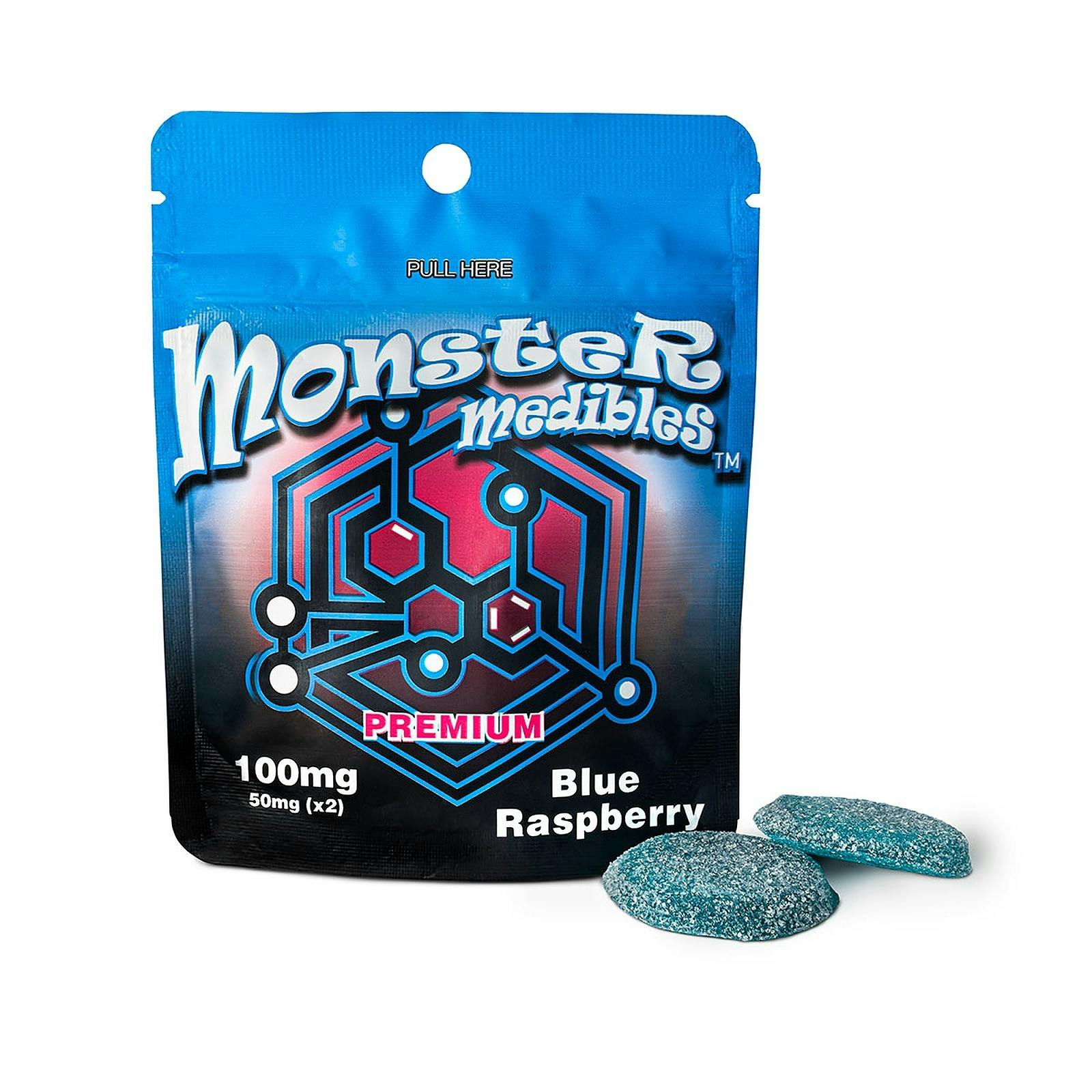 Monster Xtracts Monster Medibles Blue Raspberry Gummies 2 x 50mg Leafly