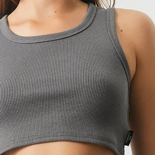 Photo of Afends Womens Chloe - Hemp Ribbed Crop Tank - Steel