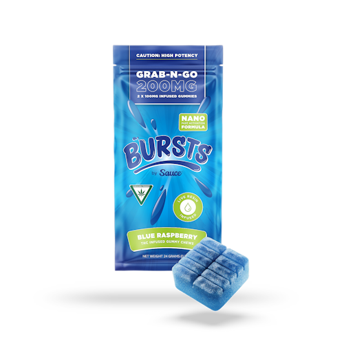 BURSTS Blue Raspberry - 200MG Live Resin Infused Edibles